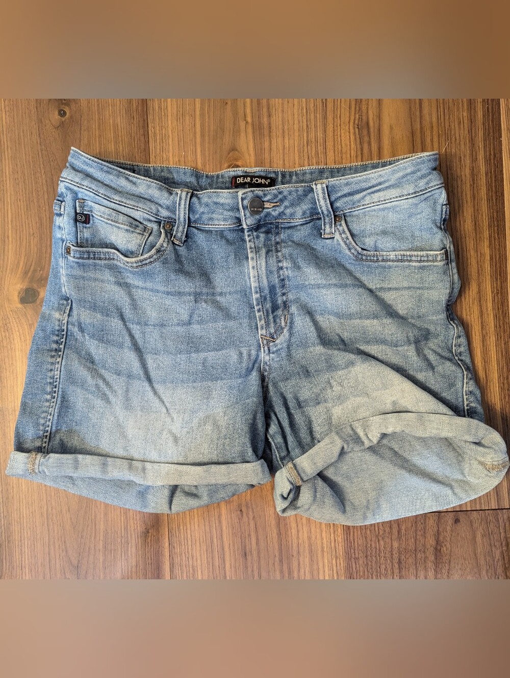Dear John Light Wash Rolled Hem Denim Shorts